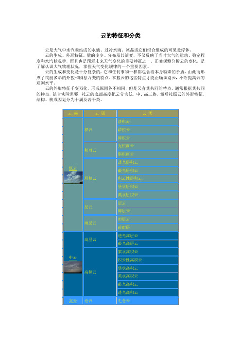 云的特征和分类