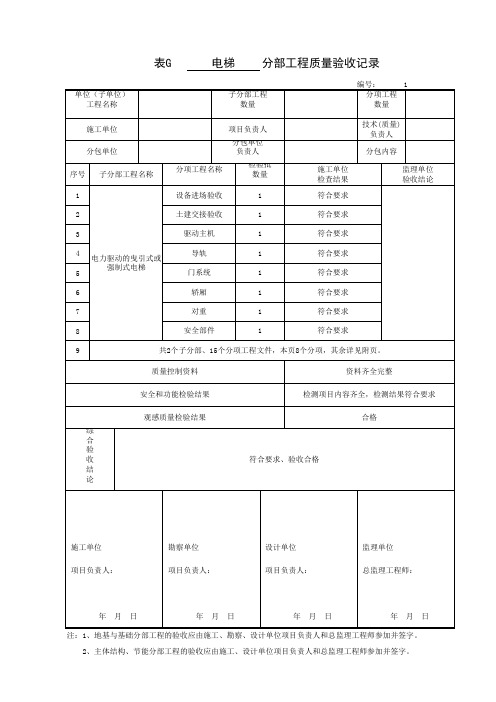 电梯分部验收记录