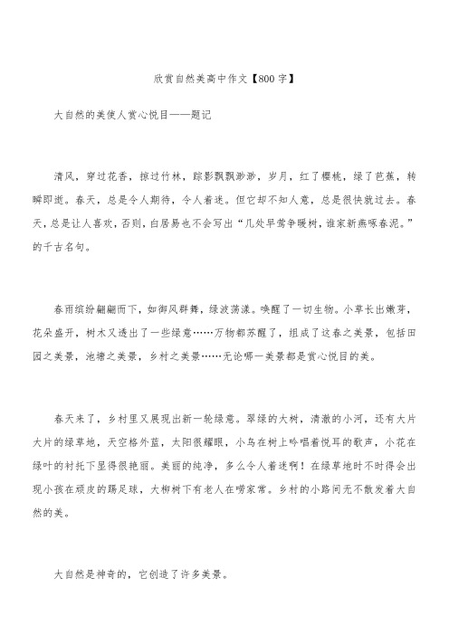 欣赏自然美 高中作文【800字】
