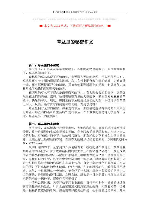 【优质文档】草丛里的秘密作文-范文word版 (3页)