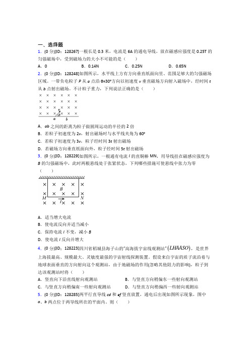高中物理选修二第一章《安培力与洛伦兹力》测试卷(含答案解析)(26)