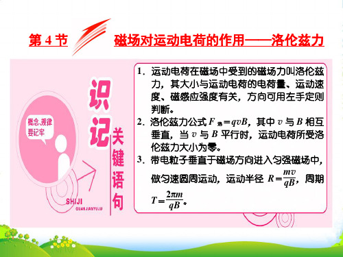 高中物理教科版选修31课件：第三章 第4节 磁场对运动电荷的作用——洛伦兹力