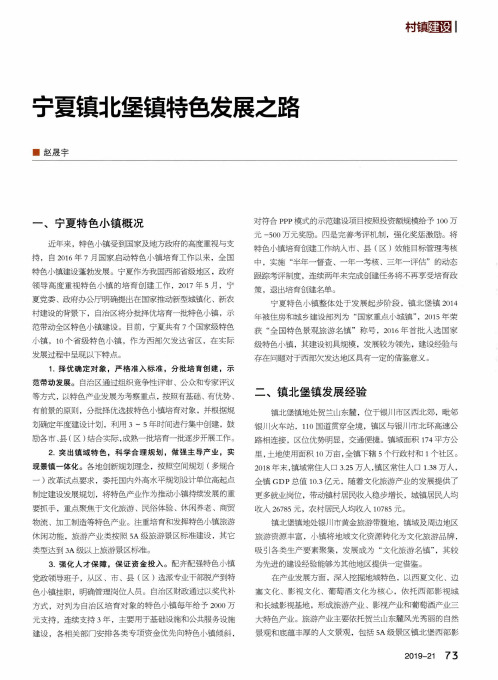 宁夏镇北堡镇特色发展之路