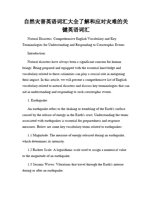 自然灾害英语词汇大全了解和应对灾难的关键英语词汇