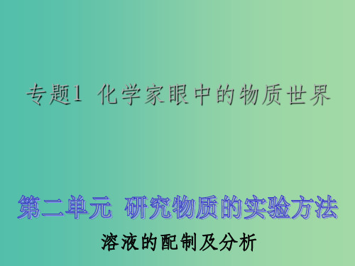 高中化学 1.2.3 溶液的配制及分析课件 苏教版必修1