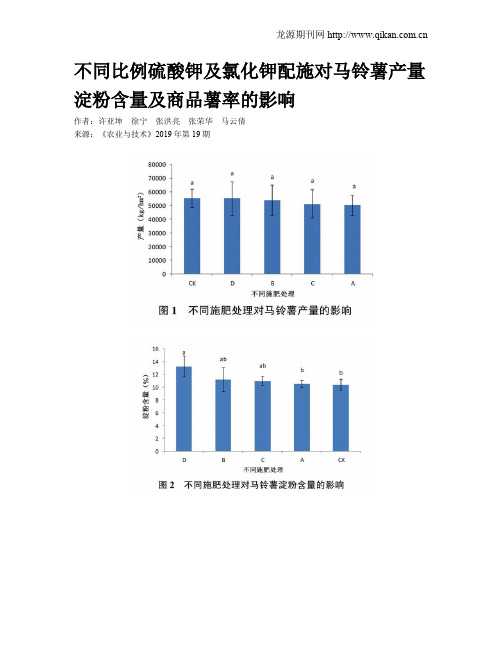 不同比例硫酸钾及氯化钾配施对马铃薯产量淀粉含量及商品薯率的影响