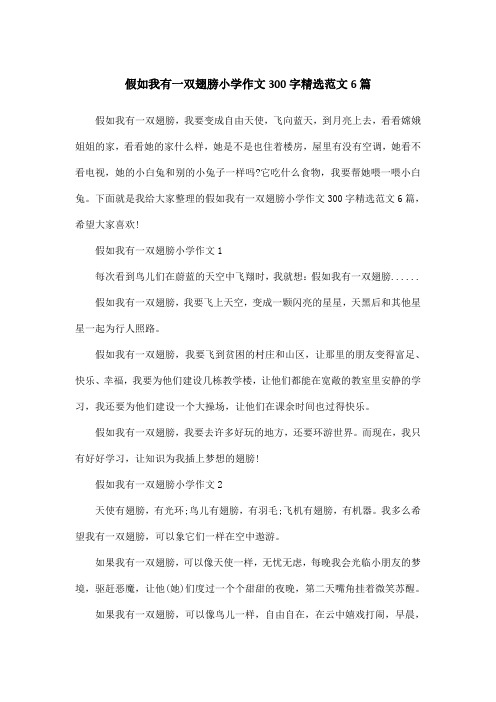 假如我有一双翅膀小学作文300字精选范文6篇