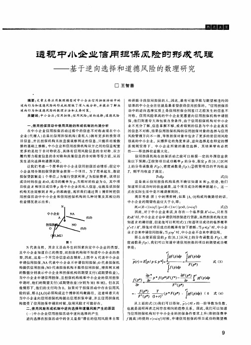 透视中小企业信用担保风险的形成机理——基于逆向选择和道德风险的数理研究