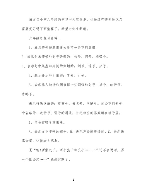 人教版六年级总复习资料