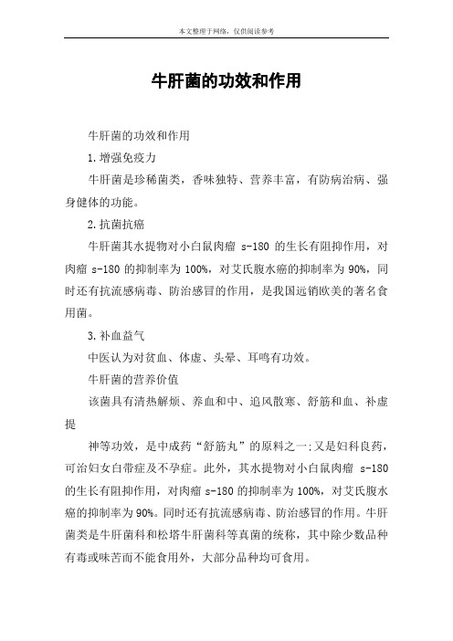 牛肝菌的功效和作用