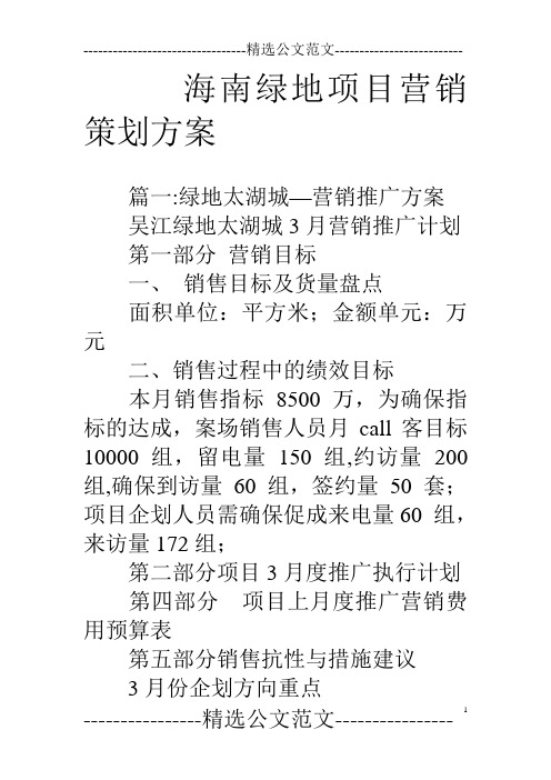 海南绿地项目营销策划方案