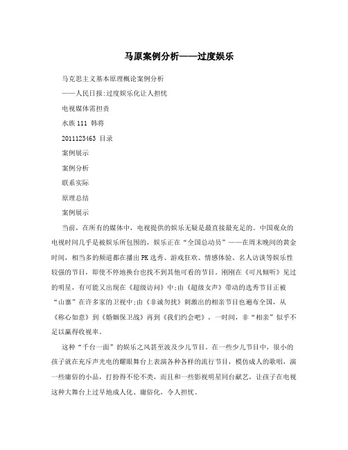 马原案例分析——过度娱乐