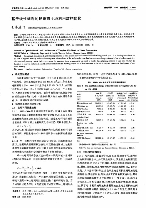 基于线性规划的扬州市土地利用结构优化