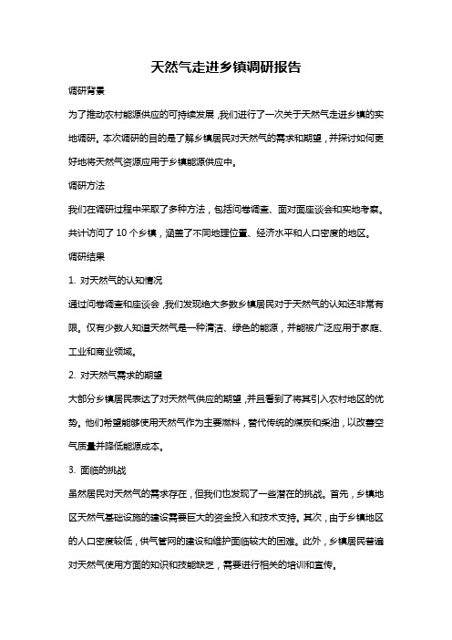 天然气走进乡镇调研报告
