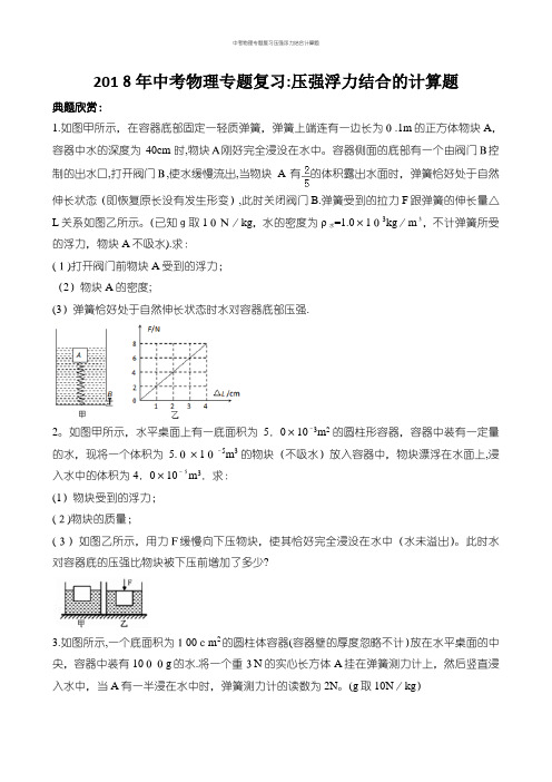 中考物理专题复习压强浮力结合计算题