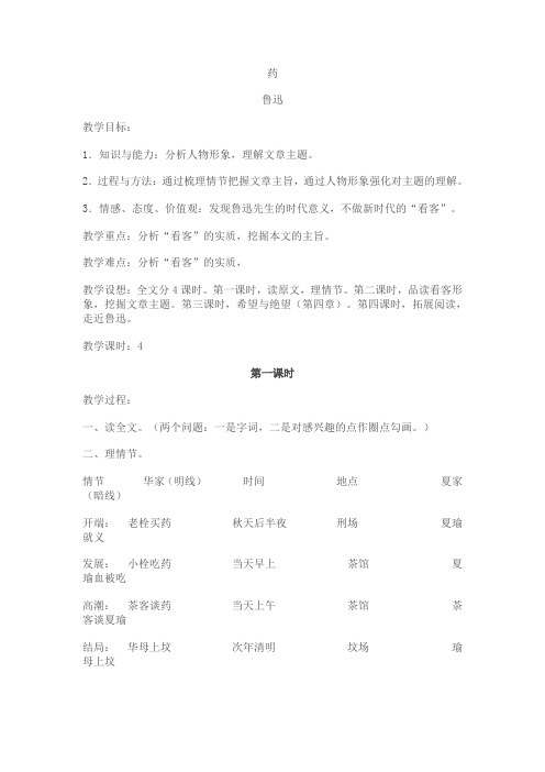 《药》 教案