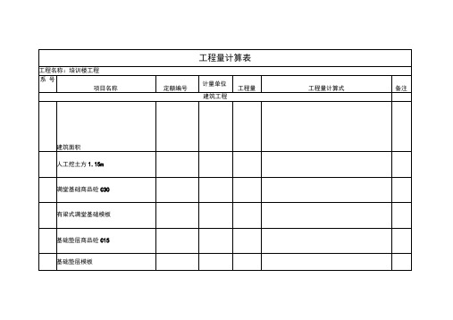 课程设计工程量计算表