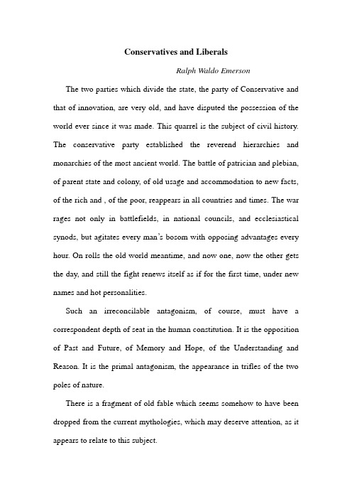 Conservatives and Liberals原文及赏析