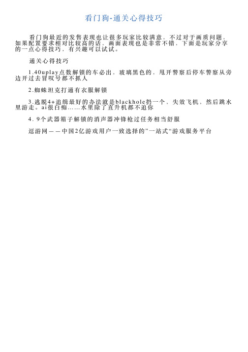 看门狗通关心得技巧
