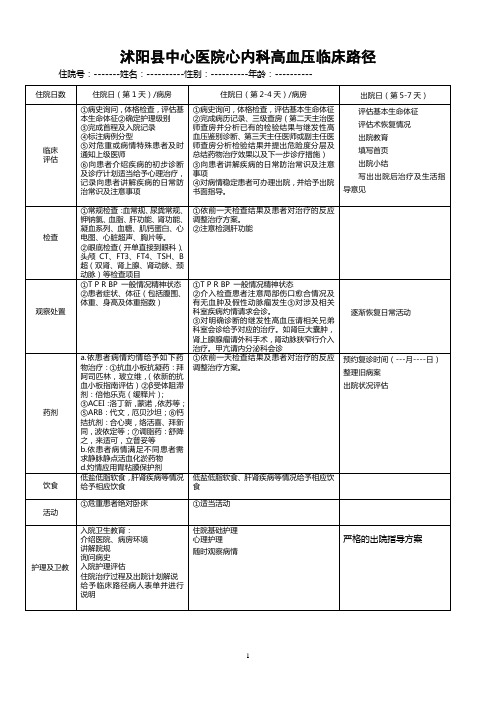 高血压临床路径