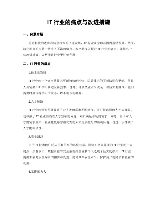 IT行业的痛点与改进措施