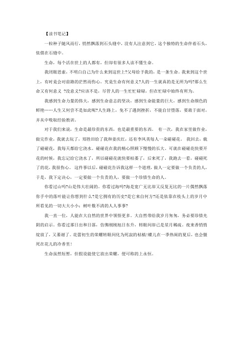 作文生命的启示200字 作文生命结尾三篇精选