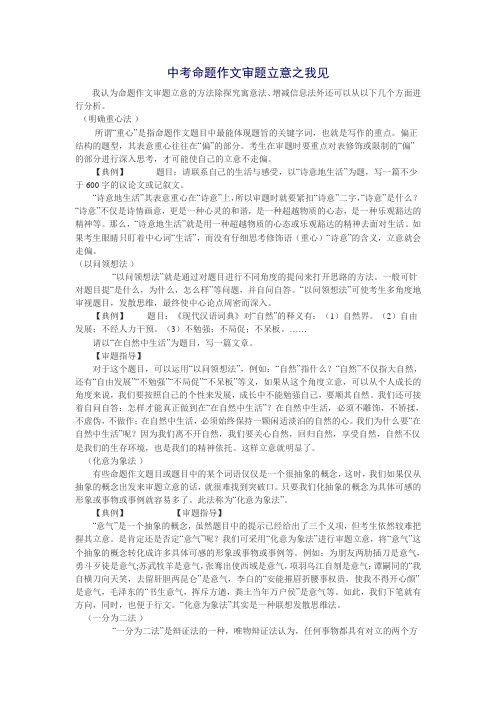 中考命题作文审题立意之我见