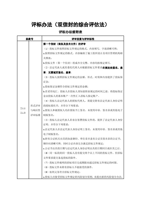评标办法双信封的综合法