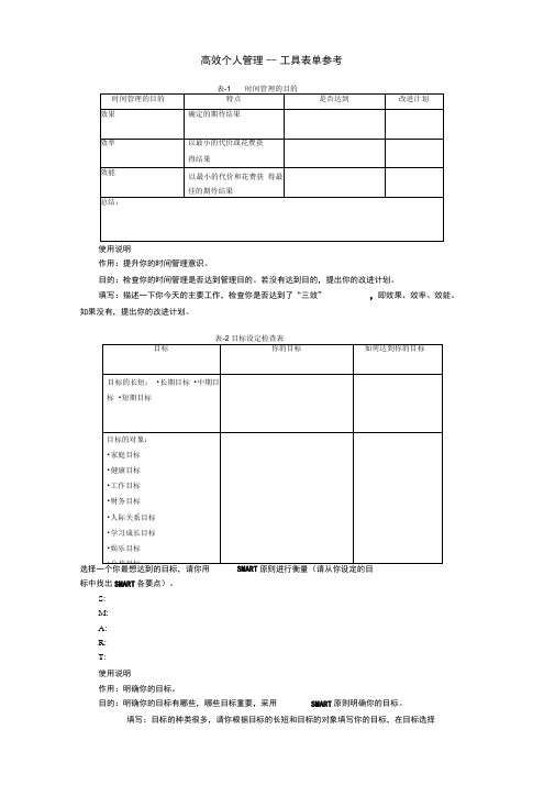 高效职业人士必备技能时间管理工具表单DOC