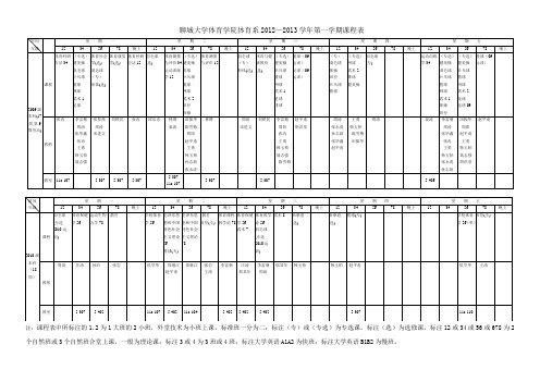 聊城大学体育学院体育系20122013学年第一学期课程表