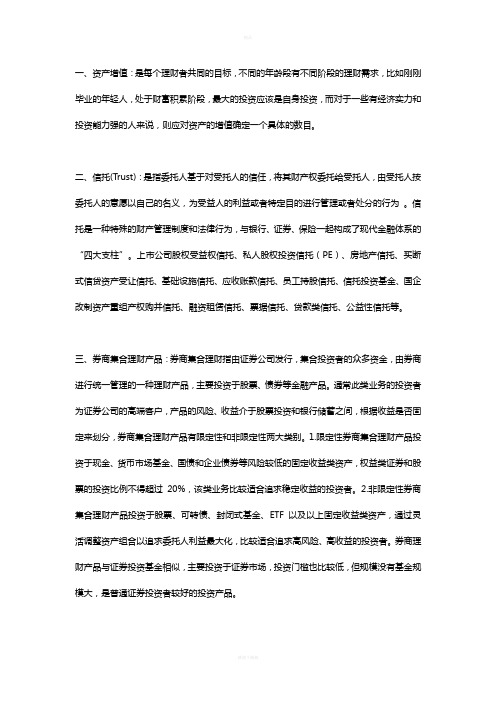 金融行业专业名词