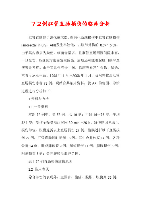 72例肛管直肠损伤的临床分析