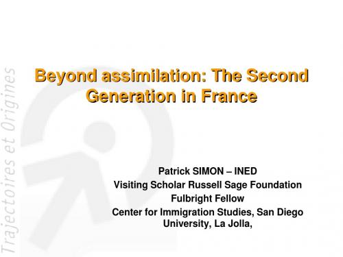 Beyond assimilation The Second Generation in France