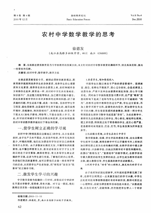 农村中学数学教学的思考