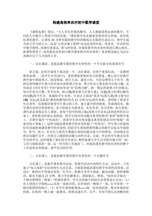 构建高效率农村初中数学课堂