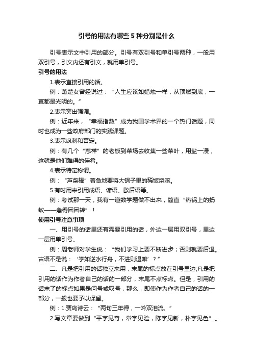 引号的用法有哪些5种分别是什么