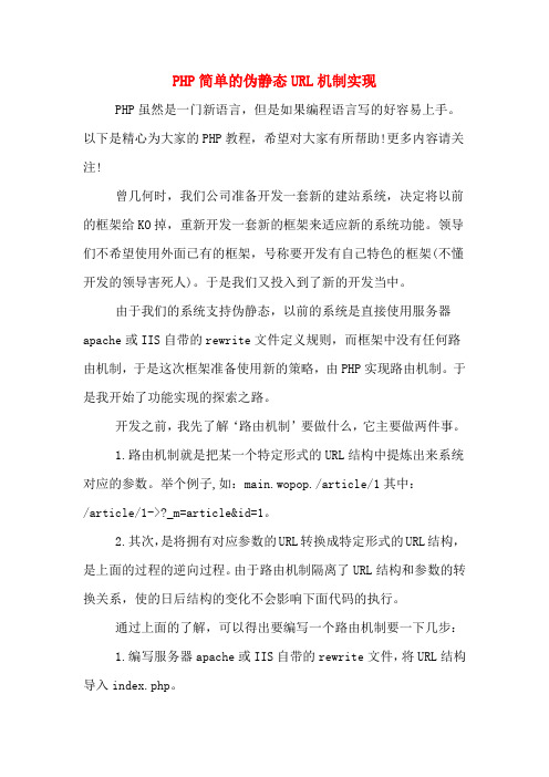 PHP简单的伪静态URL机制实现