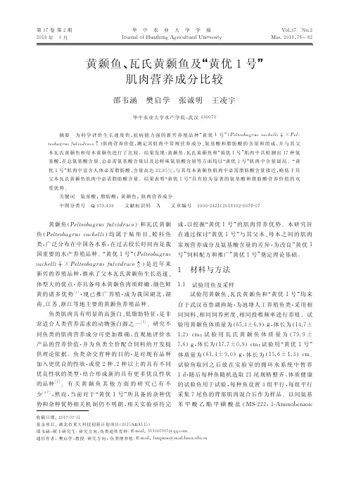 黄颡鱼、瓦氏黄颡鱼及“黄优1号”肌肉营养成分比较