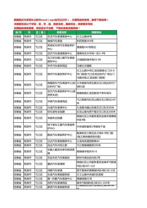 2020新版安徽省芜湖市弋江区汽车美容工商企业公司商家名录名单联系电话号码地址大全43家