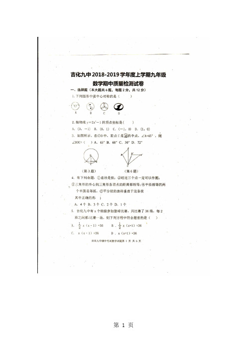 吉林省吉林市吉化九中九上期中测试数学-word文档