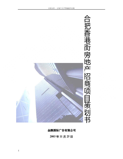 合肥香港街房地产开发招商策划书