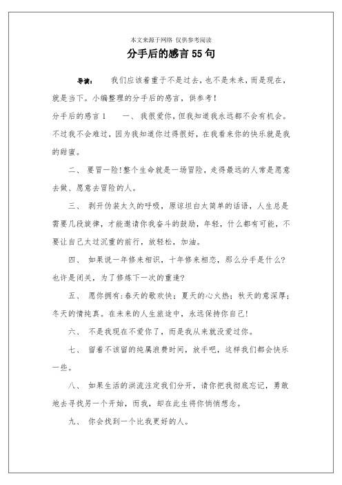 分手后的感言55句