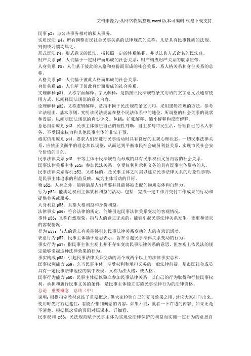 西南政法大学民法总论概念归纳