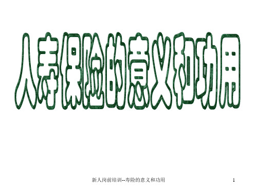 人寿保险的意义与功用培训讲座课件