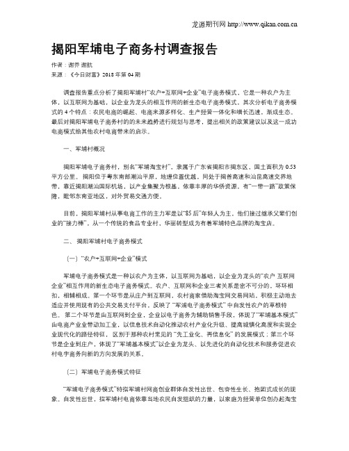 揭阳军埔电子商务村调查报告