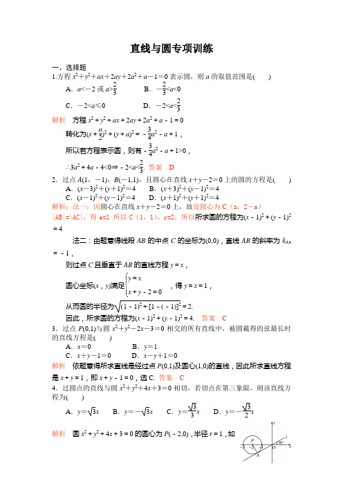 直线与圆专项训练