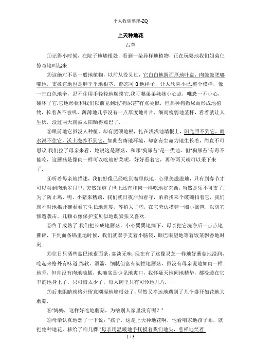 阅读分析-上天种的花
