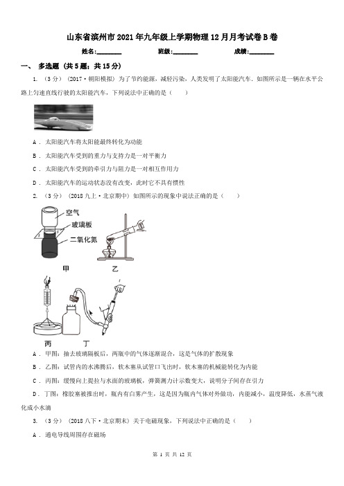 山东省滨州市2021年九年级上学期物理12月月考试卷B卷