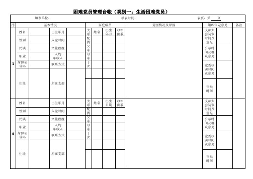 困难党员台账 空表 