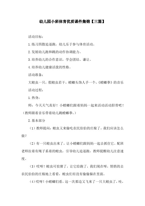 幼儿园小班体育优质课件集锦【三篇】